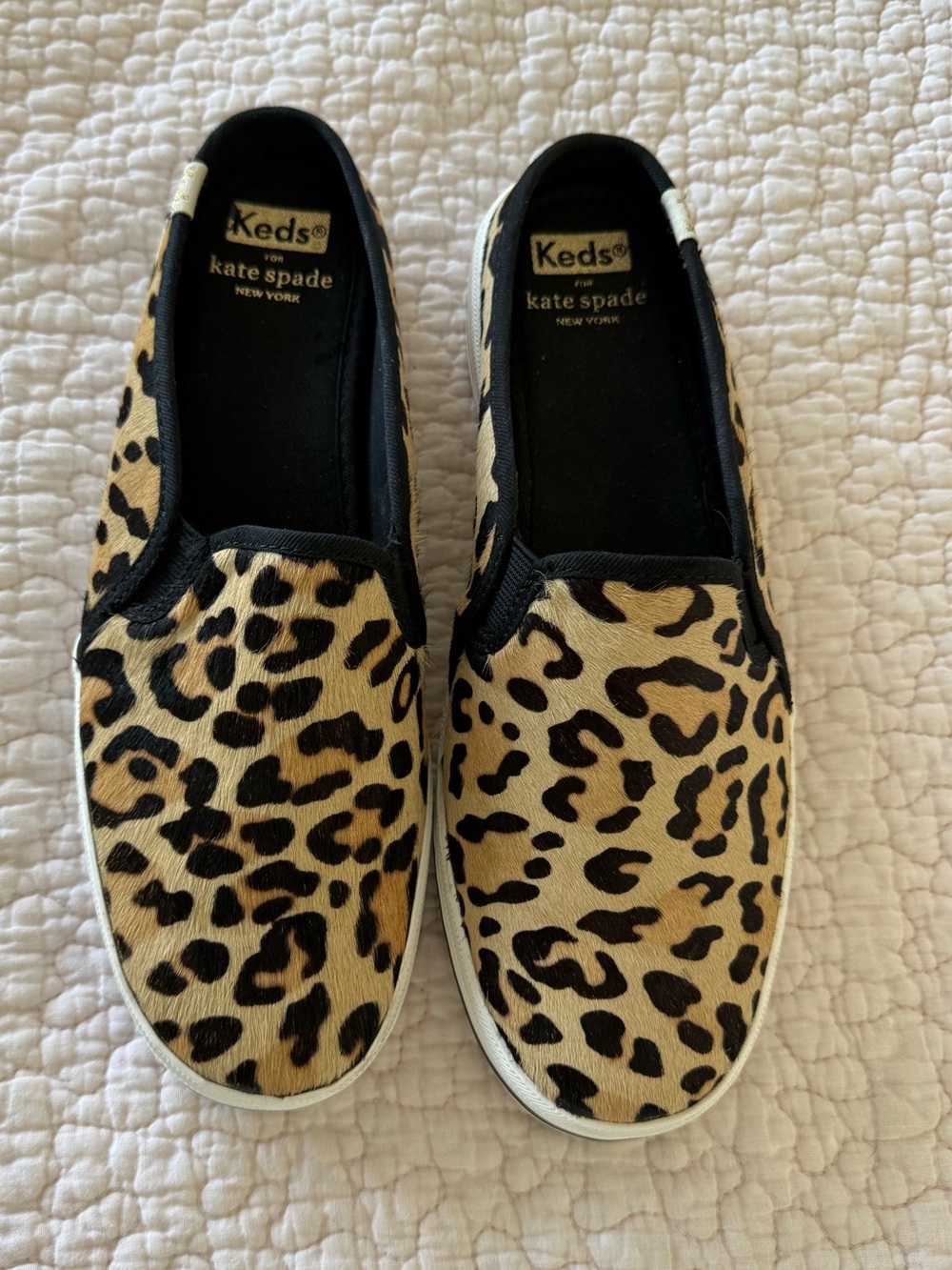 Keds x kate spade Leopard Print Slip-On Flats in Tan & Black size 8